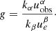Mathematical equation: $$ \begin{aligned} g = \frac{k_\alpha u^\alpha _{\rm obs}}{k_\beta u^\beta _{e}}\cdot \end{aligned} $$