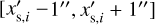 Mathematical equation: $\left[ {x_{{\rm{s}},i}^{^\prime } - 1'',x_{{\rm{s}},i}^{^\prime } + 1''} \right]$