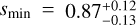 Mathematical equation: $S_{\min} = 0.87_{ - 0.13}^{ + 0.12}$