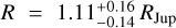 Mathematical equation: $R = 1.11_{ - 0.14}^{ + 0.16}{R_{{\rm{Jup}}}}$