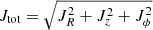 Mathematical equation: $ J_{\mathrm{tot}}=\sqrt{J_R^2 + J_z^2 + J_{\phi}^2} $