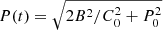 Mathematical equation: $ P(t) = \sqrt{2B^2/C_0^2 + P_0^2} $