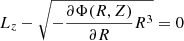 Mathematical equation: $$ \begin{aligned} L_z-\sqrt{-\frac{\partial \Phi (R,Z)}{\partial R}R^3} = 0 \end{aligned} $$
