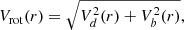 Mathematical equation: $$ \begin{aligned} V_{\rm rot}(r)=\sqrt{V_d^2(r)+V_b^2(r)}, \end{aligned} $$