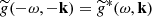 Mathematical equation: $ \widetilde{g}(-\omega, -\mathbf{k}) = \widetilde{g}^\ast(\omega, \mathbf{k}) $