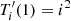 Mathematical equation: $ T^\prime_i(1) = i^2 $