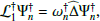 Mathematical equation: $$ \begin{aligned} \mathcal{L} _1^\dagger \Psi _n^\dagger = \omega _n^\dagger \widehat{\Delta } \Psi _n^\dagger , \end{aligned} $$