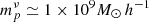 Mathematical equation: $ m_p^\nu\simeq 1\times 10^{9} M_\odot\,h^{-1} $