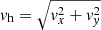 Mathematical equation: $ \mathit{v}_{\mathrm{h}}=\sqrt{\mathit{v}_x^2+\mathit{v}_{\mathit{y}}^2} $