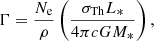 Mathematical equation: $$ \begin{aligned} \Gamma&= \frac{N_{\rm e}}{\rho }\left(\frac{\sigma _{\rm Th}L_*}{4\pi cGM_*}\right), \end{aligned} $$