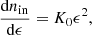 Mathematical equation: $$ \begin{aligned} \frac{\mathrm{d}n_{\rm in}}{\mathrm{d}\epsilon }&= K_{0}\epsilon ^{2}, \end{aligned} $$
