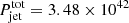 Mathematical equation: $ P^{\mathrm{tot}}_{\mathrm{jet}} = 3.48 \times 10^{42} $