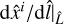 Mathematical equation: ${\left. {{{{\rm{d}}{{\hat x}^i}} \mathord{\left/ {\vphantom {{{\rm{d}}{{\hat x}^i}} {{\rm{d}}\hat l}}} \right. \kern-\nulldelimiterspace} {{\rm{d}}\hat l}}} \right|_{\hat L}}$
