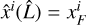 Mathematical equation: ${{\hat x}^i}\left( {\hat L} \right) = x_F^i$