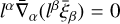 Mathematical equation: ${l^\alpha }{{\bar \nabla }_\alpha }\left( {{l^\beta }{{\bar \xi }_\beta }} \right) = 0$