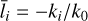 Mathematical equation: ${{\hat l}_i} = {{ - {k_i}} \mathord{\left/ {\vphantom {{ - {k_i}} {{k_0}}}} \right. \kern-\nulldelimiterspace} {{k_0}}}$