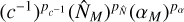 Mathematical equation: ${\left( {{c^{ - 1}}} \right)^{{p_{{c^{ - 1}}}}}}{\left( {{{\hat N}_M}} \right)^{{p_{\hat N}}}}{\left( {{\alpha _M}} \right)^{{p_\alpha }}}$