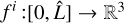 Mathematical equation: ${f^i}:\left[ {0,\hat L} \right] \to {^3}$