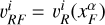 Mathematical equation: $\upsilon _{RF}^i = \upsilon _R^i\left( {x_F^\alpha } \right)$