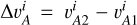Mathematical equation: ${\rm{\Delta }}\upsilon _A^i = {\rm{\Delta }}\upsilon _{A2}^i - {\rm{\Delta }}\upsilon _{A1}^i$
