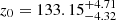 $ z_0=133.15_{-4.32}^{+4.71} $