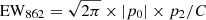 $ \mathrm{EW_{862}} = \sqrt{2\pi} \times |p_0| \times p_2 / C $