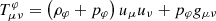 $ T^{\varphi}_{\mu\nu} = \left(\rho_\varphi + p_\varphi \right)u_\mu u_\nu + p_\varphi g_{\mu\nu} $