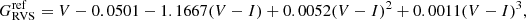 $$ \begin{aligned} G_{\rm RVS}^{\mathrm{ref}} = V - 0.0501 - 1.1667(V-I) + 0.0052(V-I)^{2} + 0.0011(V-I)^{3},\nonumber \\ \end{aligned} $$