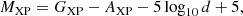 $$ \begin{aligned} M_\text{XP}=G_\text{XP} - A_\text{XP} - 5\log _{10}d + 5 , \end{aligned} $$