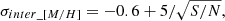 $$ \begin{aligned} \sigma _{inter\_[M/H]}=-0.6 + 5/\sqrt{S/N} ,\end{aligned} $$