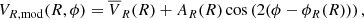 $$ \begin{aligned} V_{R,\mathrm{mod}}(R,\phi ) = \overline{V}_R(R) + A_R(R)\cos \left(2(\phi - \phi _R(R))\right), \end{aligned} $$
