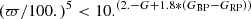 $$ \begin{aligned} (\varpi /100.)^5 < 10.^{(2.- G +1.8*(G_{\rm BP} - G_{\rm RP}))} \end{aligned} $$