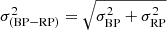 $ \sigma_{(\mathrm{BP} - \mathrm{RP})}^2 = \sqrt{\sigma_{\mathrm{BP}}^2 + \sigma_{\mathrm{RP}}^2} $