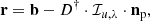$$ \begin{aligned} \mathbf r = \mathbf b - {D}^\dagger \cdot \mathcal{I} _{u,\lambda } \cdot \mathbf n _{\rm p} , \end{aligned} $$