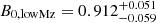 Mathematical equation: $ B_{0, \rm lowMz} = 0.912_{-0.059}^{+0.051} $