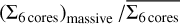 ${\left( {{\Sigma _{6\,\,{\rm{cores}}}}} \right)_{{\rm{massive}}}}/\overline {{\Sigma _{6\,\,{\rm{cores}}\,}}} $