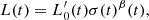$$ \begin{aligned} L(t) = L^\prime _0(t) \sigma (t)^\beta (t), \end{aligned} $$