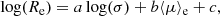 $$ \begin{aligned} \log (R_{\rm e}) = a\log (\sigma ) + b \langle \mu \rangle _{\rm e}+c, \end{aligned} $$