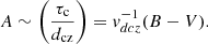 $$ \begin{aligned} A \sim \left(\frac{\tau _{\rm c}}{d_{\rm cz}}\right) = { v}^{-1}_{dcz}(B-V). \end{aligned} $$