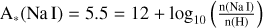 ${{\rm{A}}_*}\left( {{\rm{Na}}\,{\rm{I}}} \right) = 5.5 = 12 + {\log _{10}}\left( {{{{\rm{n}}\left( {{\rm{Na}}\,{\rm{I}}} \right)} \over {{\rm{n}}\left( {\rm{H}} \right)}}} \right)$