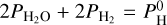 $2{P_{{{\rm{H}}_2}{\rm{O}}}} + 2{P_{{{\rm{H}}_2}}} = P_{\rm{H}}^0$