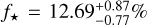 ${f_ \star } = 12.69_{ - 0.77}^{ + 0.87}\% $