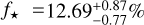 ${f_ \star } = 12.69_{ - 0.77}^{ + 0.87}\% $