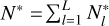 Mathematical equation: ${N^*} = \sum\nolimits_{l = 1}^L {\,N_l^*} $