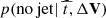 $ p(\mathrm{no~jet}|~\widehat{t}, \Delta {\mathbf{V}}) $
