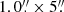 $ 1.0{{\overset{\prime\prime}{.}}}\times5{{\overset{\prime\prime}{.}}} $
