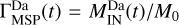 Mathematical equation: ${\rm{\Gamma }}_{{\rm{MSP}}}^{{\rm{Da}}}\left( t \right) = {{M_{{\rm{IN}}}^{{\rm{Da}}}\left( t \right)} \mathord{\left/ {\vphantom {{M_{{\rm{IN}}}^{{\rm{Da}}}\left( t \right)} {{M_0}}}} \right. \kern-\nulldelimiterspace} {{M_0}}} $