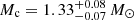$ M_{\mathrm{c}}=1.33^{+0.08}_{-0.07}\,M_{\odot} $