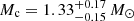$ M_{\mathrm{c}}=1.33^{+0.17}_{-0.15}\,M_{\odot} $