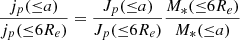 $$ \begin{aligned} \frac{j_p({\le } a)}{j_p({\le } 6R_e)} = \frac{J_p({\le } a)}{J_p({\le } 6R_e)} \frac{M_*({\le } 6R_e)}{M_*({\le } a)} \end{aligned} $$